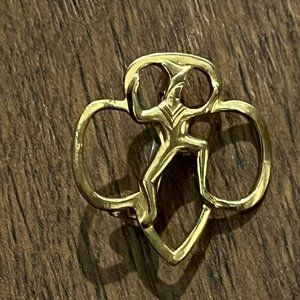 Vintage 1960s Girl Scouts Of America Brownie Trefoil Gold Pin Brooch